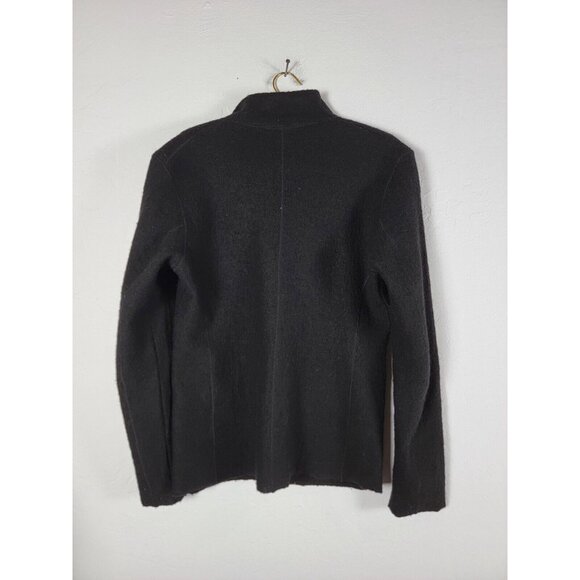 Alpha Massimo Rebecchi Womens Wool Cardigan Sweater Jacket Size 46 Black Buttons - Picture 2 of 8